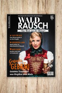Titelseite des Magazins Waldrausch - Das Beste aus der Heimat mit den Themen Bierspecial, Bergdoktor und Faltenkragen bei Narren fotografiert von Sebstian Wehrle