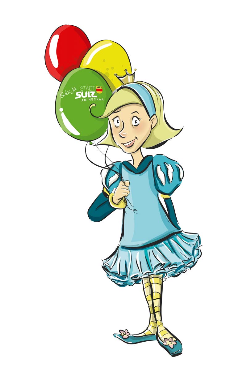 Illustration von Neckarella, Mädchen mit Luftballons